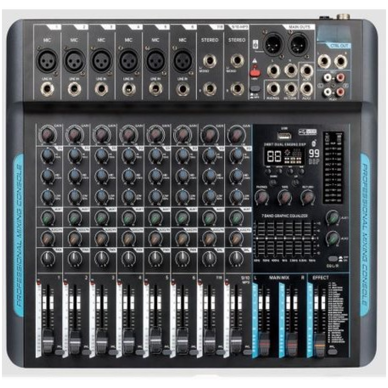 Powerworks x10bt-ufx 8 channel mixer 